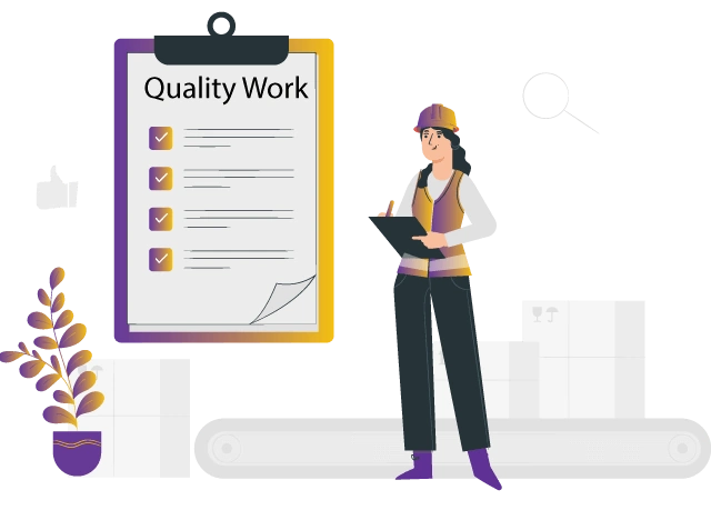 illustration of a woman populating a checklist.